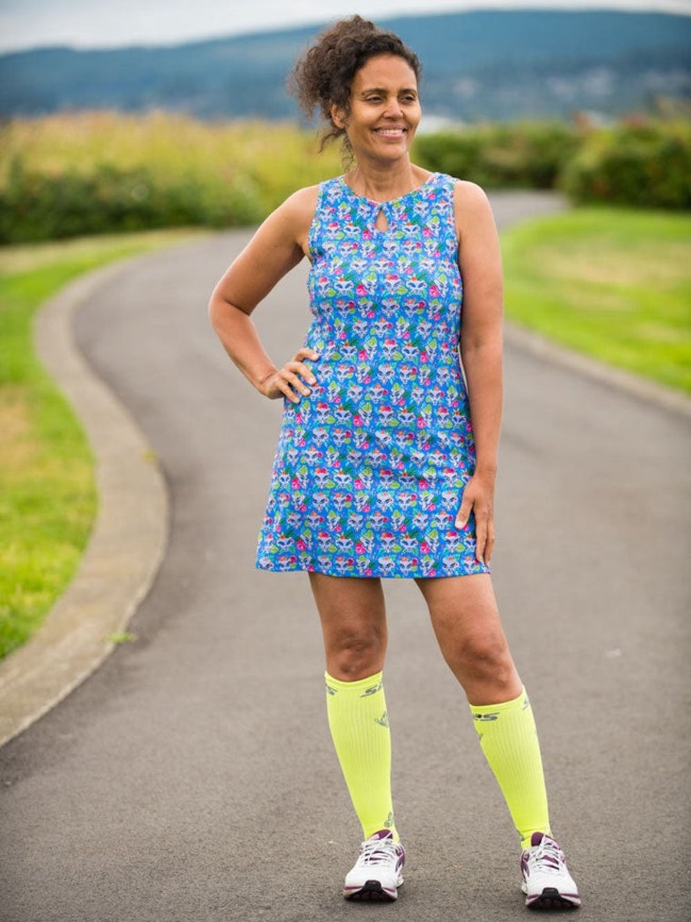 NWT Nuu Muu Ruu Muu Pocket Keyhole Athletic Dress In Cattitude Print Size Large